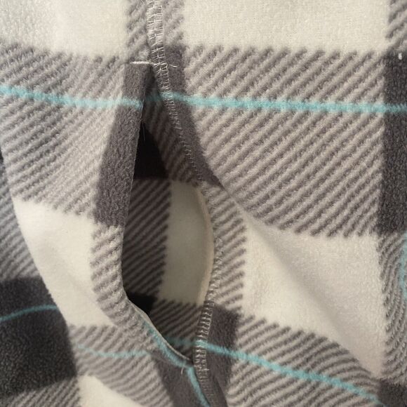 Made for Life fleece Zip Up vest size large White Plaid Turquoise - Picture 6 of 6